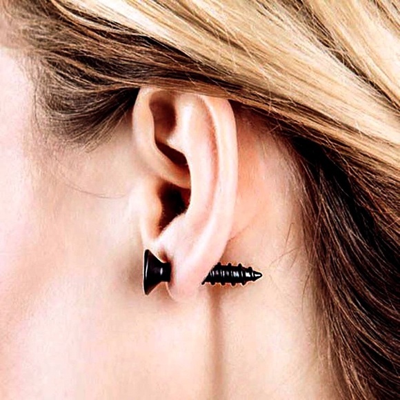 Any 4/$25! Black Screw Stud & Jacket Earrings - Picture 1 of 9